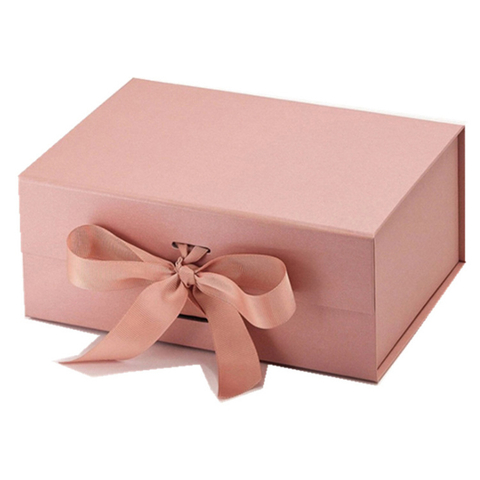 Wholesale Cosmetic High-end Gift Box Magnetic Closure Clamshell Folding Box Cardboard Gift Makeup Paper Boxes with Ribbon